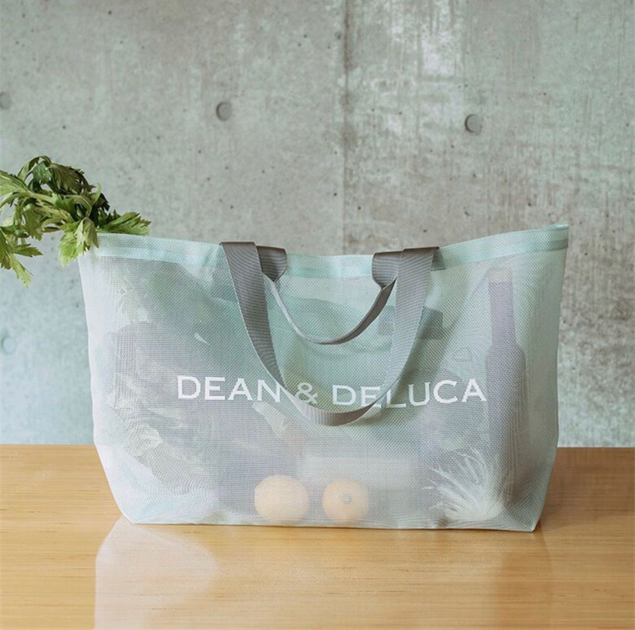 DEAN&DELUCA ディーン&デルーカ メッシュトートバッグ ミントブルー L