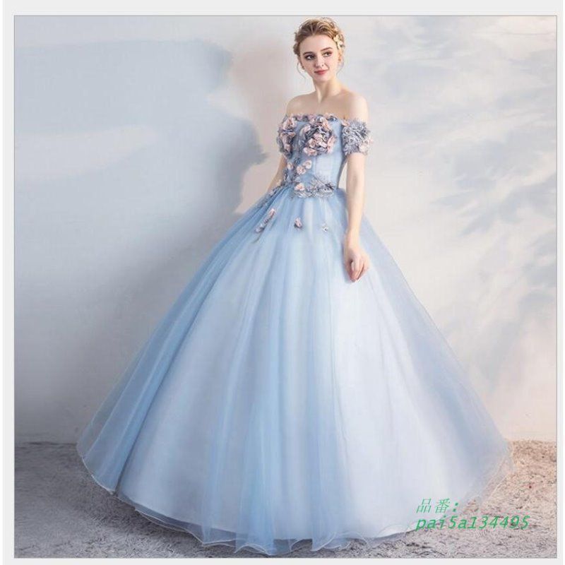 カラードレス パーディードレス ロングドレス オフショルダー 二次会 Aラインワンピ 花嫁 演奏会 披露宴 ブライダルドレス結婚式 pai5a134495 NICORILABO_COM