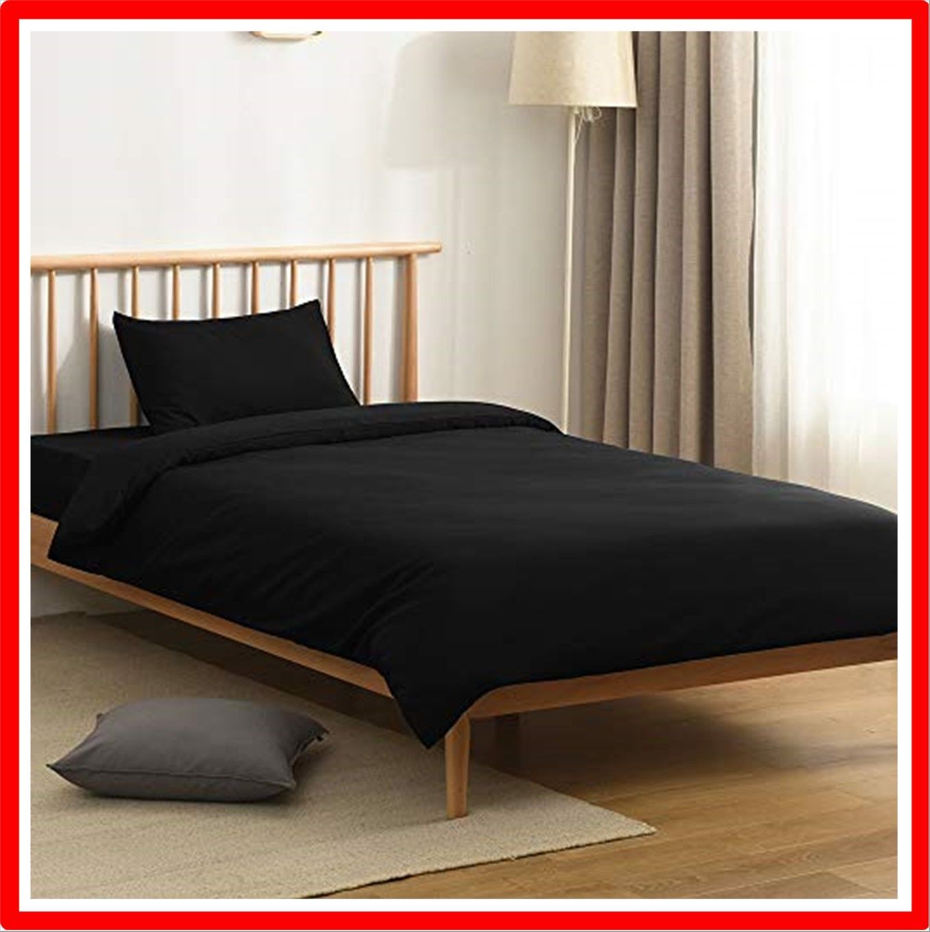 【匿名配送】 シングル・3点セット_ブラック クモリ(Kumori) 寝具カバーセット 布団カバー シーツ 洋式ベッド・和式布団兼用 掛け布団カバー ボックスシ
