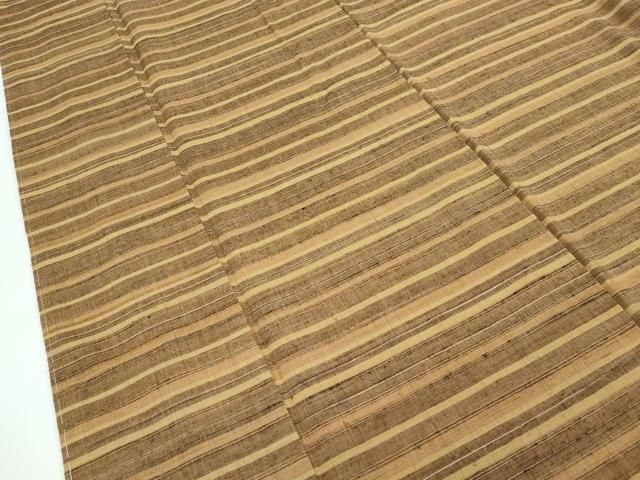 平和屋本店□極上 郡上紬 草木染 横段文 逸品 未使用 CZAA3431s5