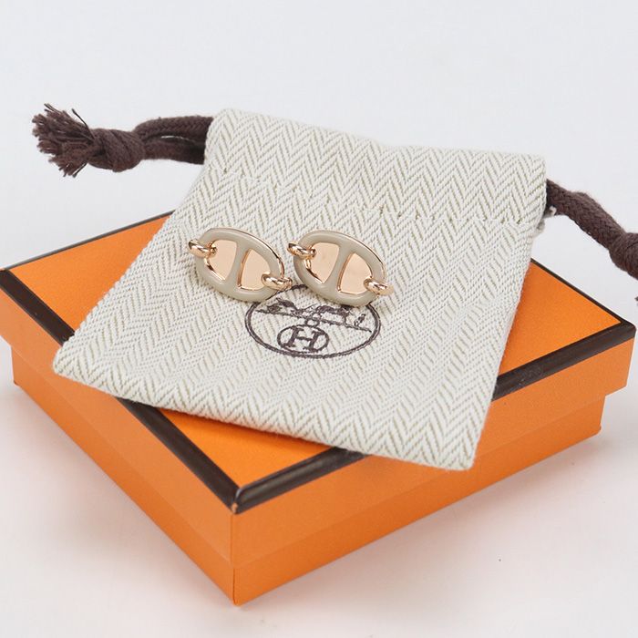 ❤未使用品❤ミニマイヨンピアス ピンクxG金具 エルメス イヤリングに