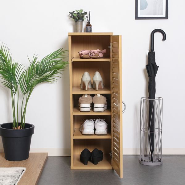 スリムシューズボックス ルーバー扉 NA ナチュラル 組立品 代引不可 WWW_KANDAIZUMI_COM