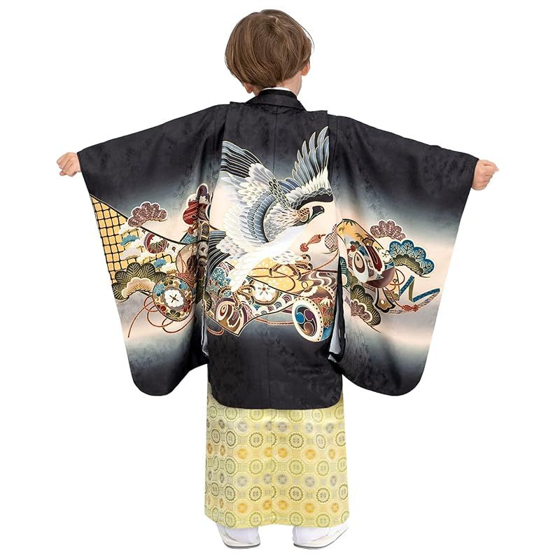 ももKYOETSU] [キョウエツ] 七五三5歳男の子着物セット KYOETSU 七五三 男 5歳 着物 【豪華12点フルセット】 鷹兜松