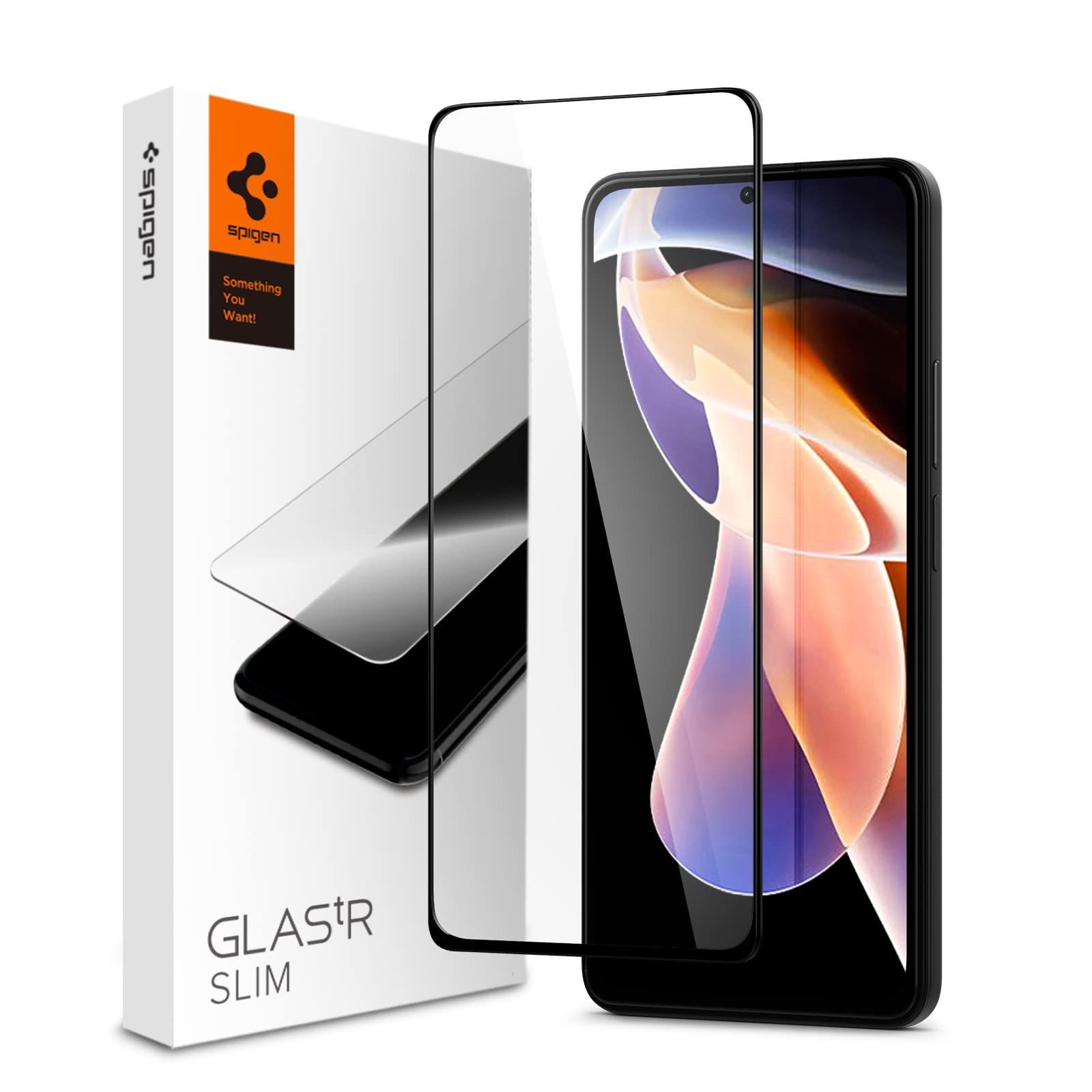 Spigen 全面保護 ガラスフィルム Xiaomi Redmi Note 11 Pro と Redmi Note 11 Pro Plus と POCO X4 Pro 5G 対応 フルカバー 保護 フィルム 1枚入