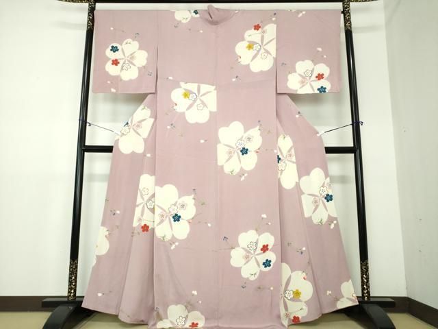 平和屋着物●上質な小紋　舞桜　鬼しぼ縮緬　金彩　正絹　逸品　DAAX4969ps 平和屋着物○上質な小紋 舞桜 鬼しぼ縮緬 金彩 正絹 逸品 DAAX4969ps