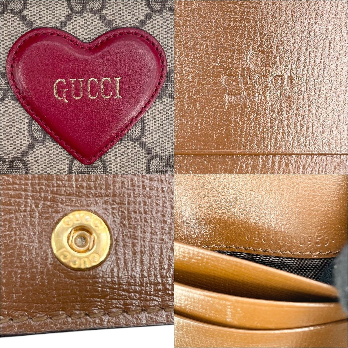 中古】 GUCCI グッチ GGスプリーム 648848 ハートモチーフ 2つ折り財布 