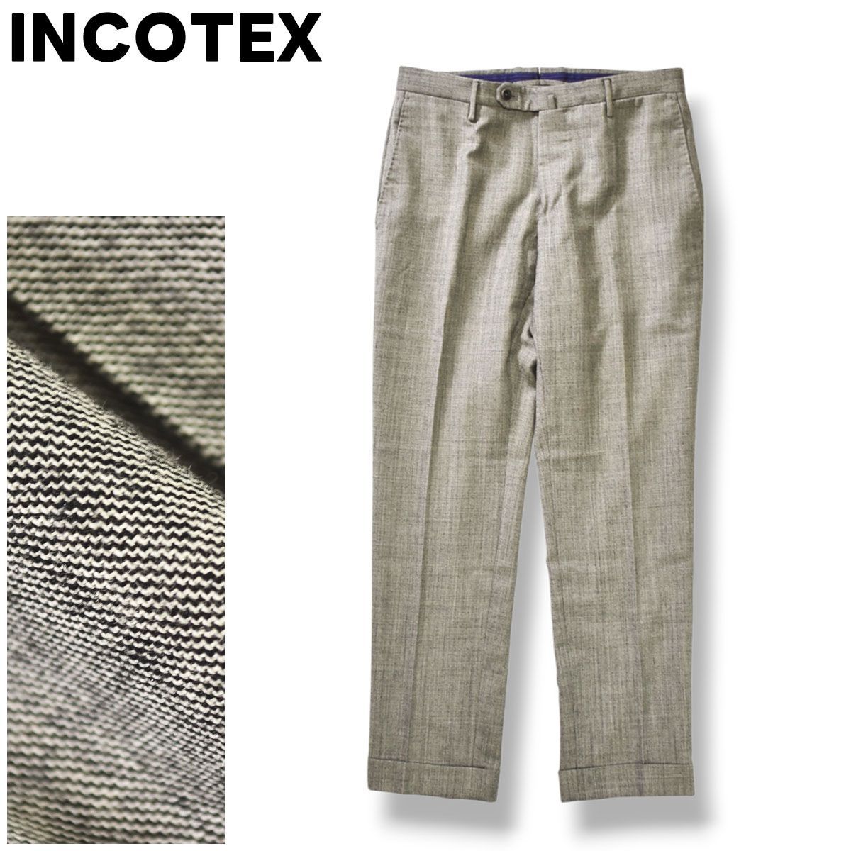 ②【新品・タグ付き】INCOTEX スリムフィット グレー スラックス