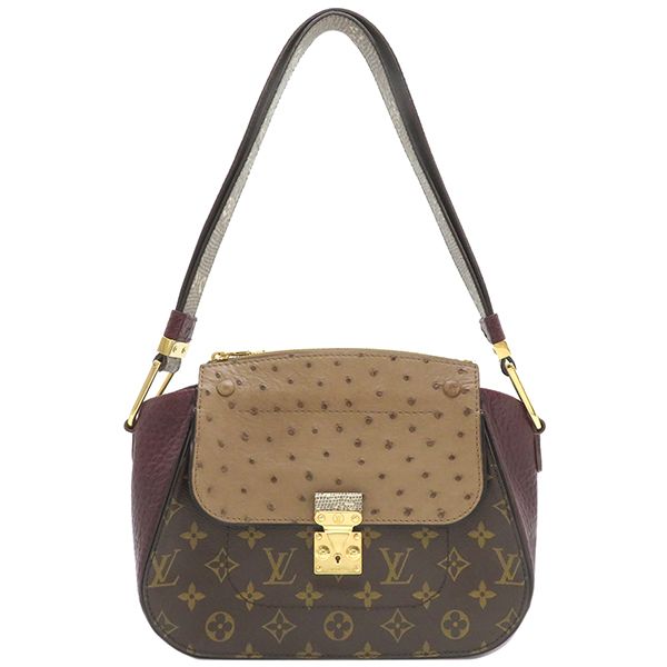 ルイヴィトン LOUIS VUITTON ショルダーバッグ マジェスティウ リミテッド モノグラムキャンバス オーストリッチ リザード モノグラム×ボルドー ゴールド金具 茶 N91280 TJ4172