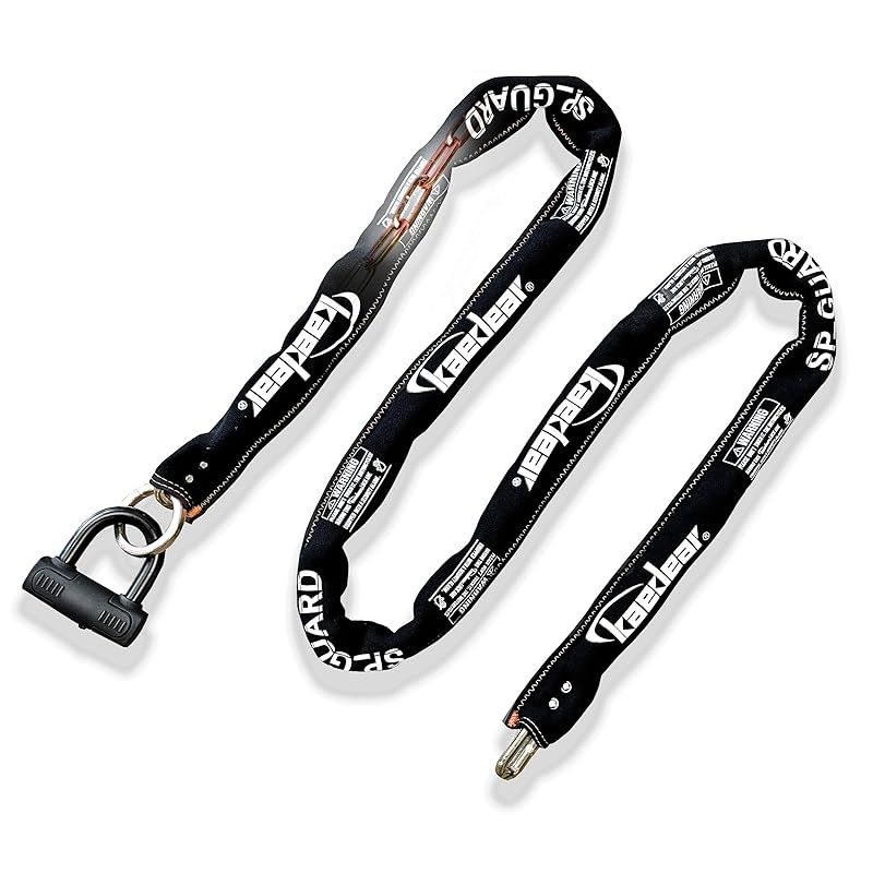 彡Kaedear カエディア バイク ロック チェーンロック 鍵 パッドロック 長さ2500mm スクエアチェーン 9mm 盗難防止 SP-GUARD KDR-LK2-2500 2500mm 1