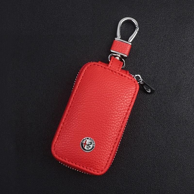 アルファロメオ ALFA ROMEOレッド車用スマートキーケース キーカバー高品質レザー 鍵 耐摩耗 軽量 キーホルダー収納 愛車のカギを守る aacy qtm