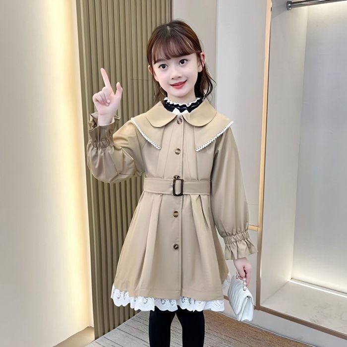 子供 キッズ 女の子 春秋 秋冬 子供服 アウター 子ども 長袖 通学 子供アウター ロングコート トレンチコート コート きれいめ おしゃれ 可愛い 柔らかい 韓国 ゆったり 防風 防寒 暖かい minge