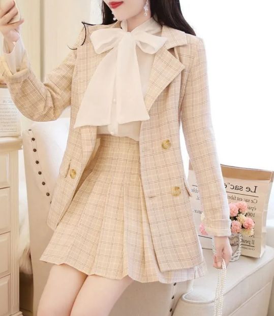 セットアップ レディース ガーリー チェック柄 スカート フォーマル チェック柄 ジャケット 韓国ファッション セットアップ プリーツスカート ミニ 高校生 テーラードジャケット チェック セットアップ スーツ 結婚式
