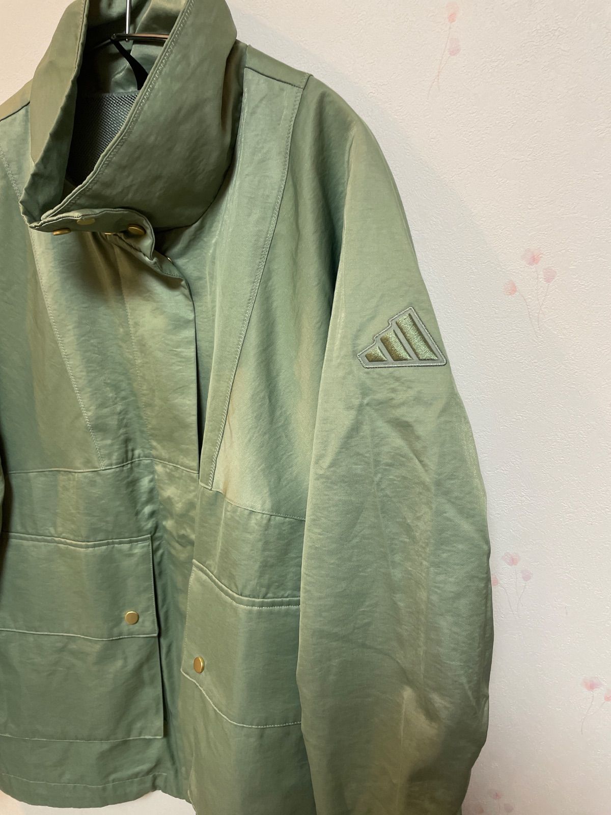 adidas アディダス ナイロン混 ジャケット グリーン レディースXS