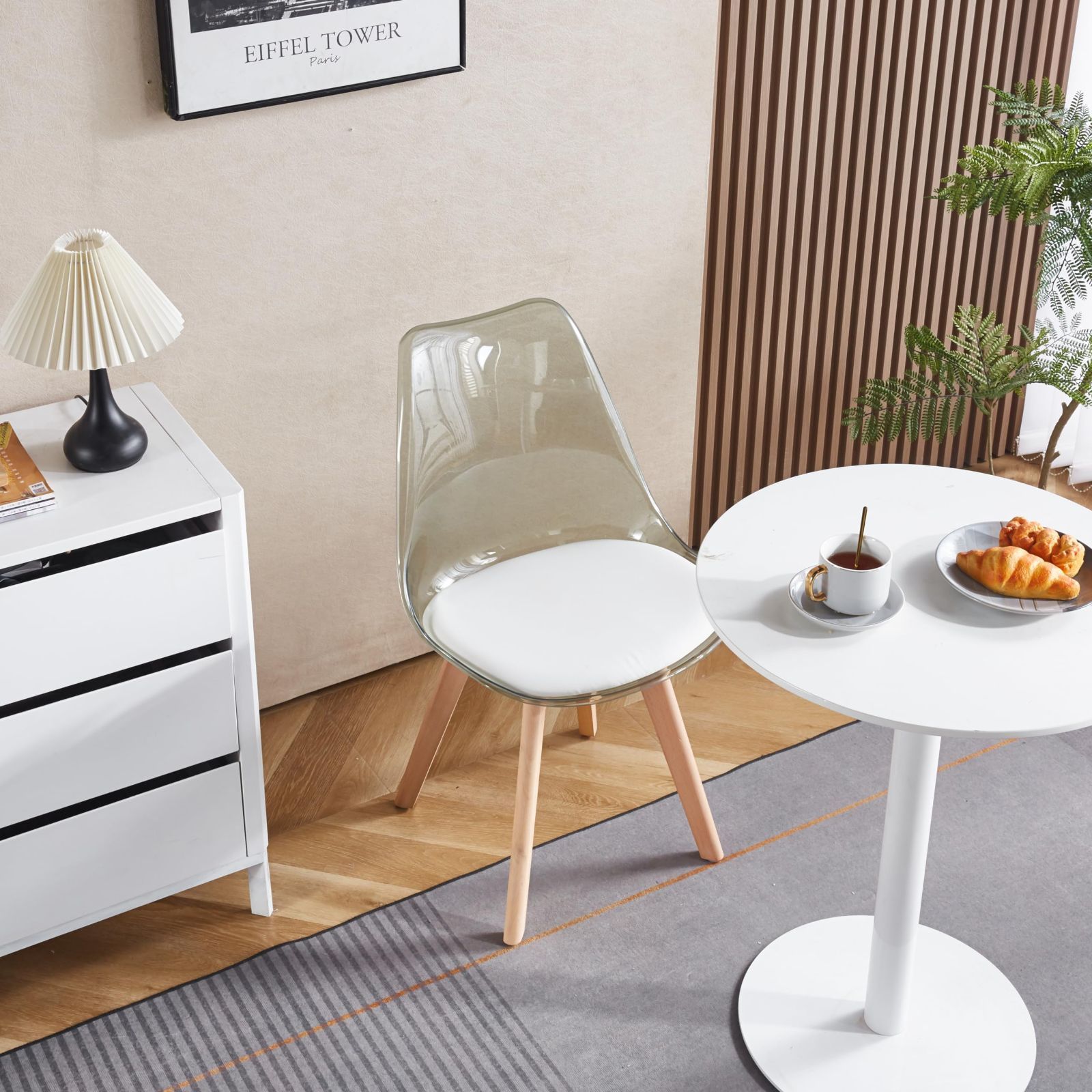 ホワイト4脚】イームズチェアー ダイニングチェア クッション PU 正規