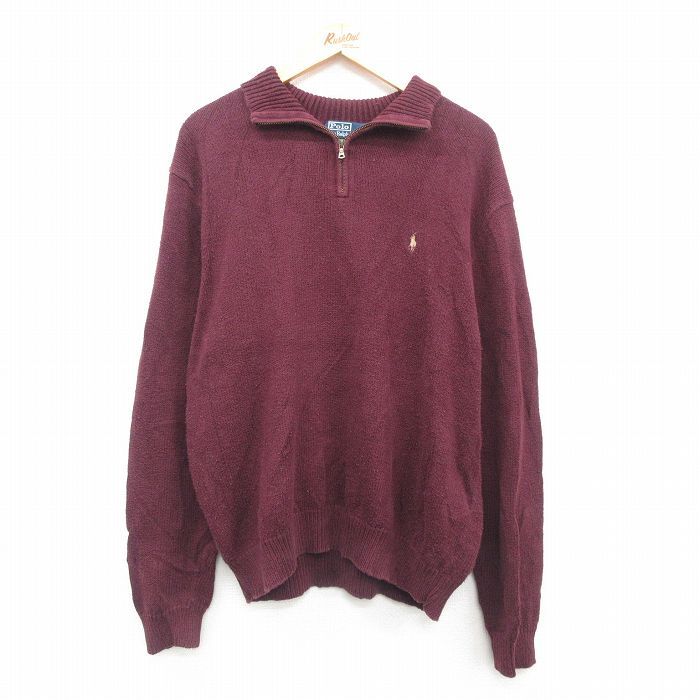 XL/古着 ラルフローレン 長袖 ブランド ハーフジップ セーター