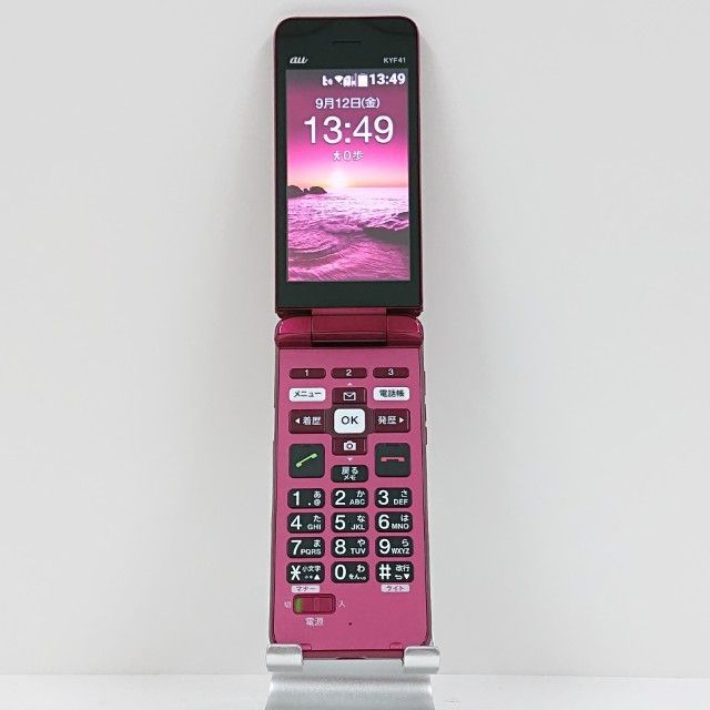 かんたんケータイ KYF41 au ワインレッド 送料無料 本体 c14479 au
