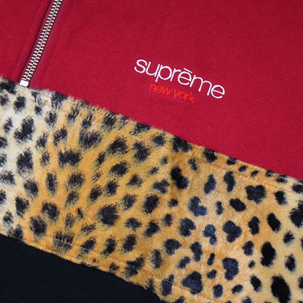 Supreme　シュプリーム　2018AW　Leopard Panel Half Zip Sweatshirt　レオパード切替プルオーバースウェット　8054000178162