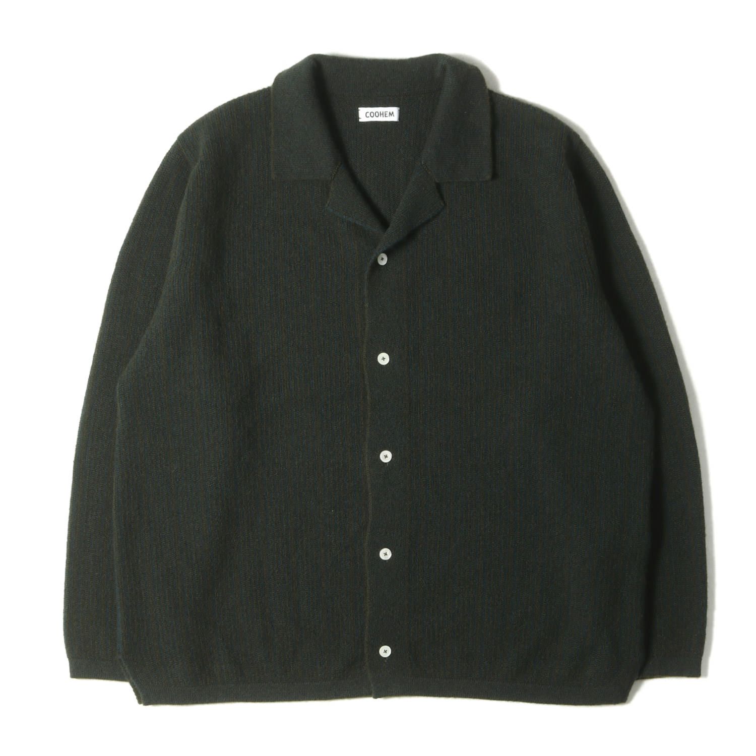 COOHEM CASHMERE STRIPE KNIT SHIRT BLACK