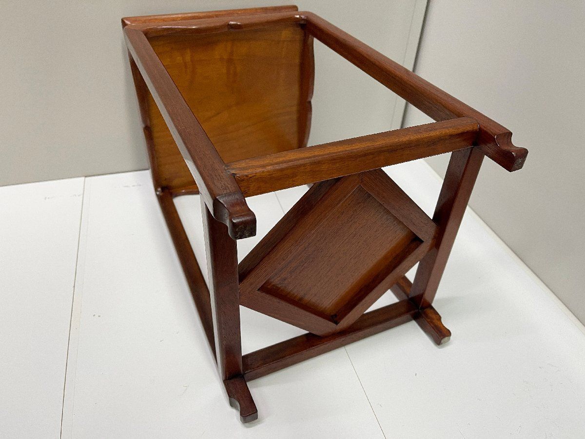 小*麗様 花台 中国 唐木　花台飾台　香炉台　盆栽台　正方卓 中国美術 ○唐木 中国美術 花梨 花台 香炉台 高さ43cm 小さめ サイド