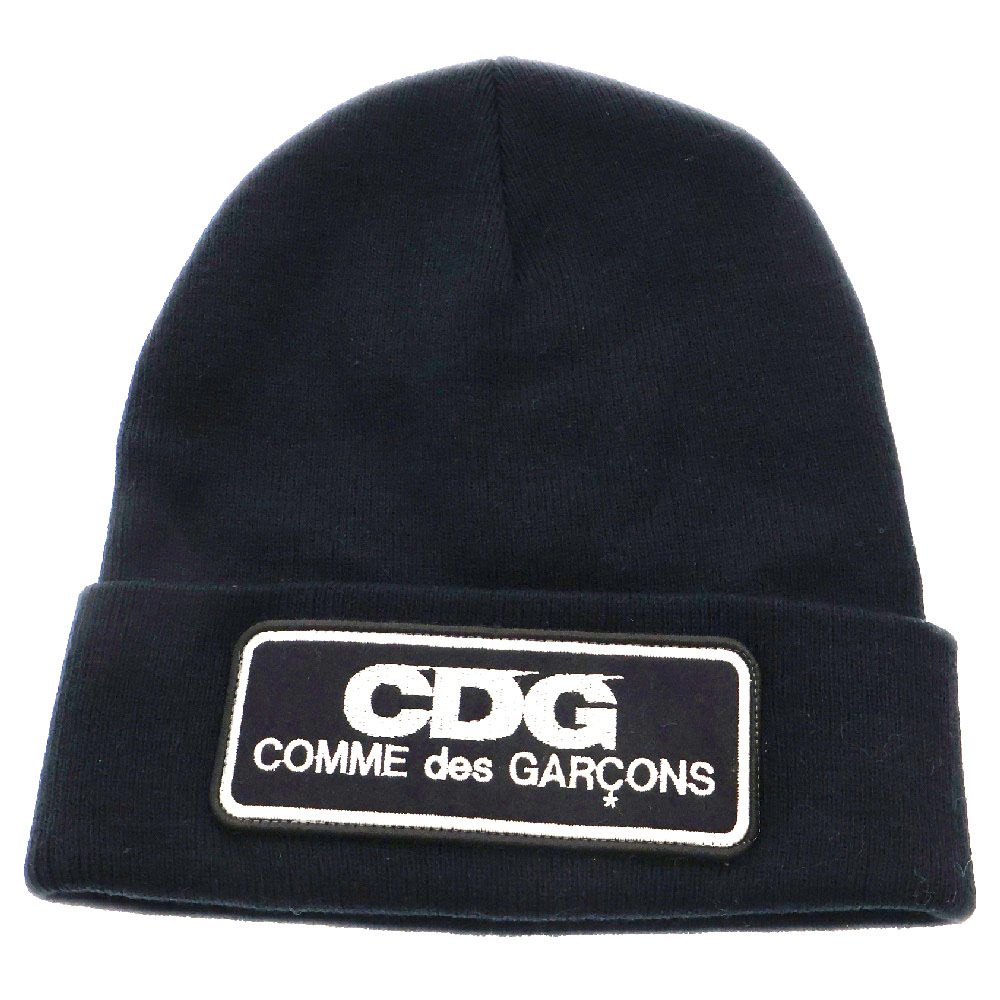 COMME des GARCONS コムデギャルソン ロゴパッチ ニットキャップ ビーニー 帽子 ブラック SZ-K602 COMME des GARCONS (コムデギャルソン) ロゴパッチ ニットキャップ