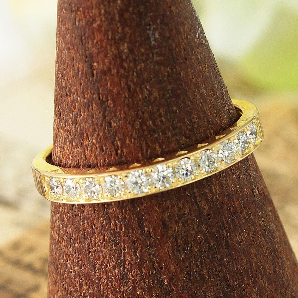 ギラギラ！最高ハートキュー 0.3ct ダイヤモンド K18 yg リング 鑑別