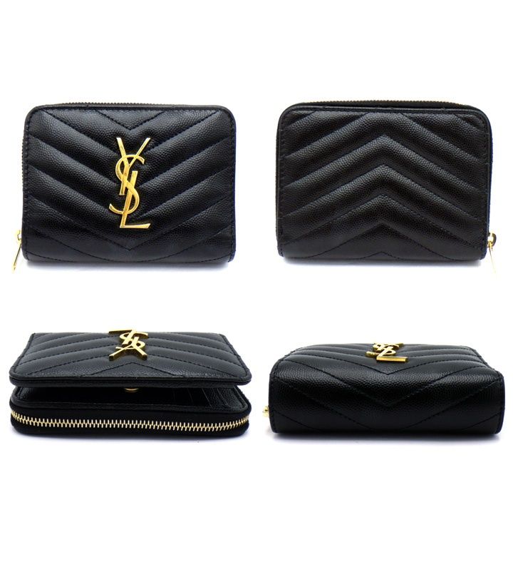 SANT LAURENT サンローラン YSL カサンドラ 三折りミニ財布 サン