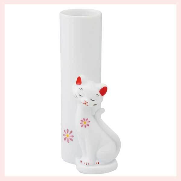 ファンシーキャット　一輪挿し　S12-265　※陶器，民芸品，工芸品，シリーズ，レトロモダン，かわいい，可愛い，雑貨，スタンド，フラワー，花瓶，猫，ねこ，おしゃれ，ユニーク