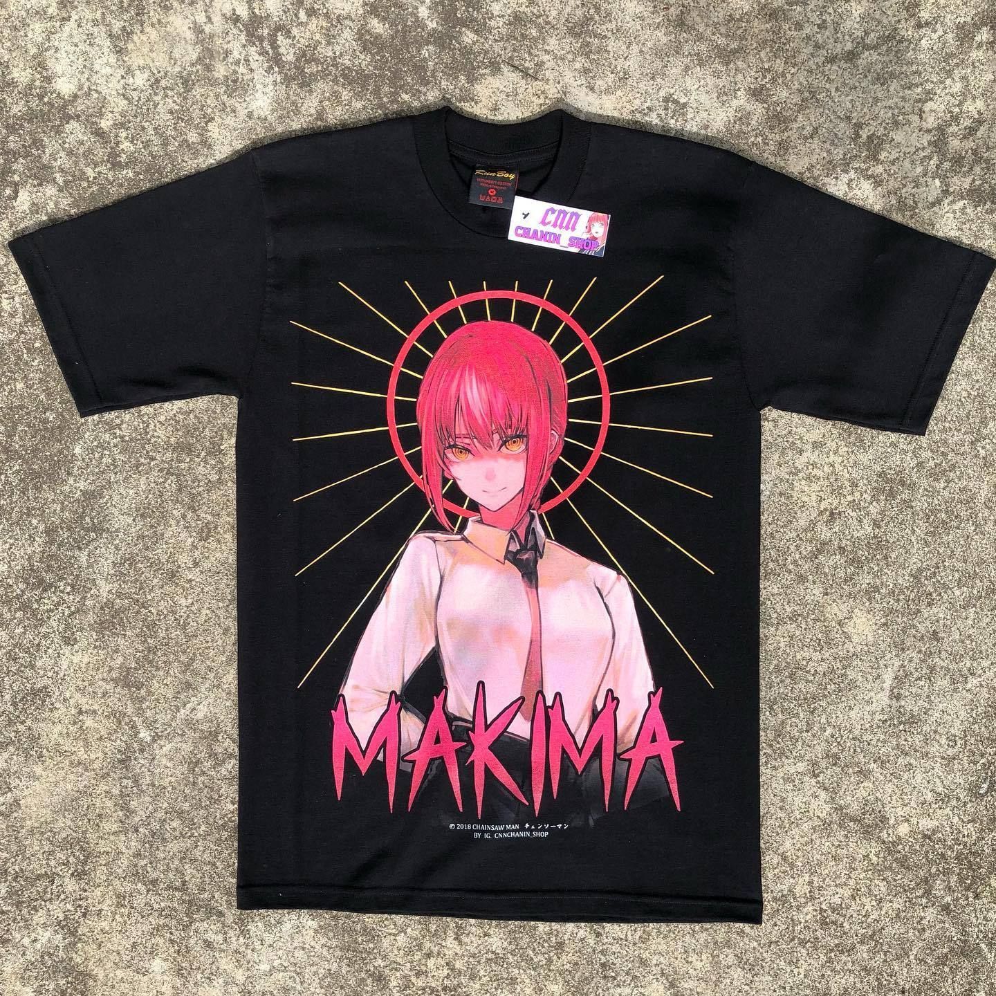 xgirl チェーンソーマン　マキマ　グラフィックプリント 半袖Tシャツ 黒 チェンソーマン マキマ プリント Tシャツ メンズ 半袖