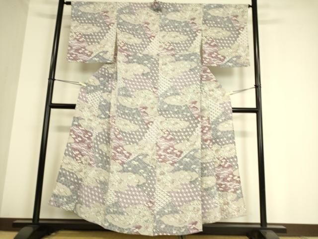 平和屋着物▽上質な小紋 単衣 辻が花 鬼しぼ縮緬 正絹 逸品