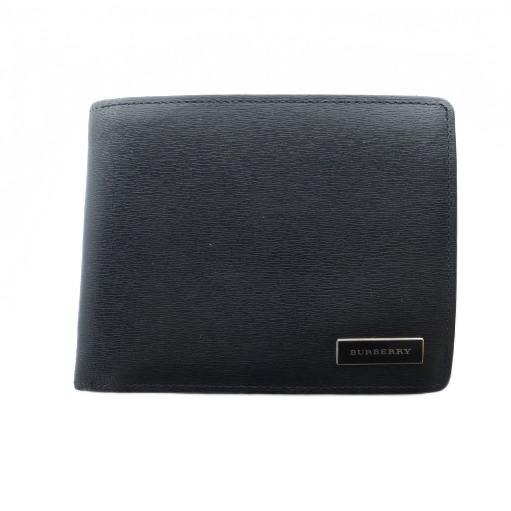 バーバリー BURBERRY 二つ折り財布 ウォレット ミニ レザー ロゴ 黒 ブラック GY11 |MQ