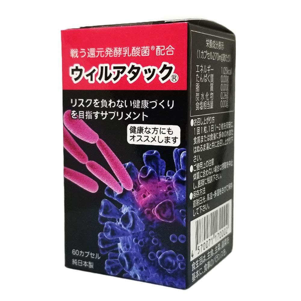 IPT ウィルアタック 超微粒子カプセル 還元発酵乳酸菌 乳酸菌発酵エキス 60粒 WILLATACK-60