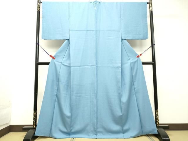 平和屋着物○上質な色無地 紋意匠 ヘブンリーブルー色 正絹 逸品