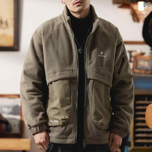 M- 秋冬 コーデ メンズ 服 シンプル ファッション オシャレ 大人 かっこいい 大きいサイズ ストリート 紳士服 コットン コート 厚手 暖かい アメリカン スタンドカラー カジュアル ジャケット