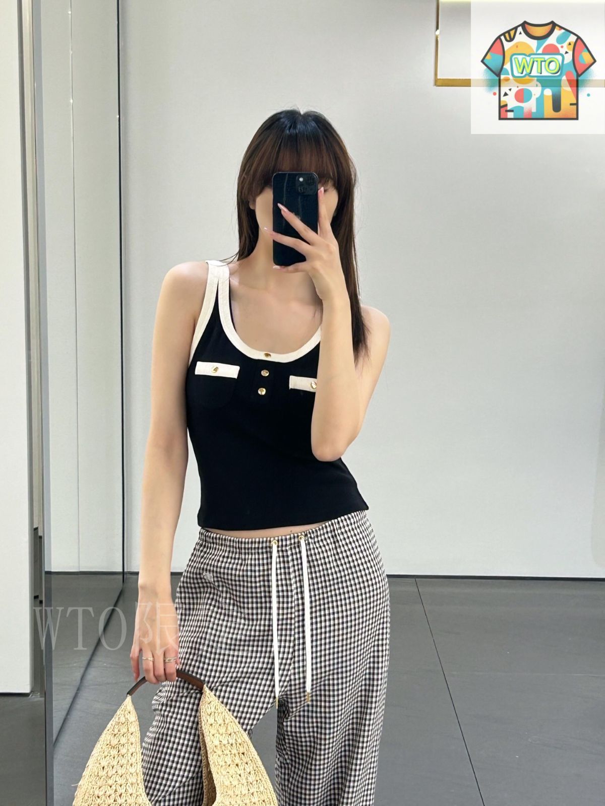 CELINE PARIS トリオンフ クロップドタンクトップ☆ブラック B. CELINE