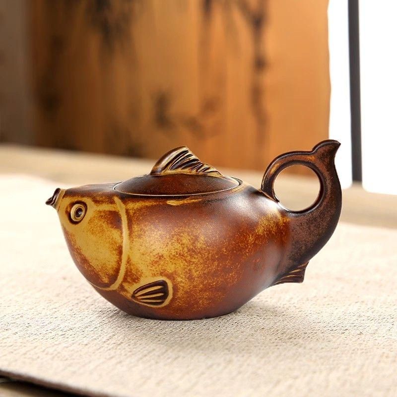 銅器 茶壺 小茶壺 茶道具 煎茶器 工芸品 置物（魚茶壺 茶道具