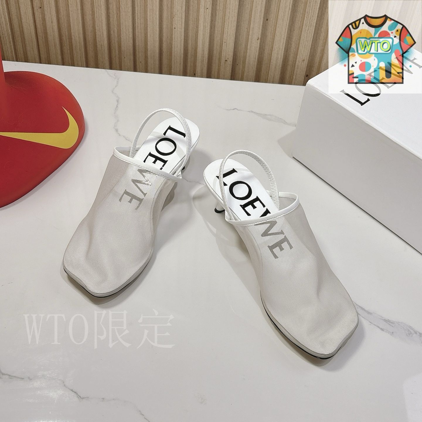 LOEWE ロエベ メッシュ ハイヒール スリッパー サンダル02-3