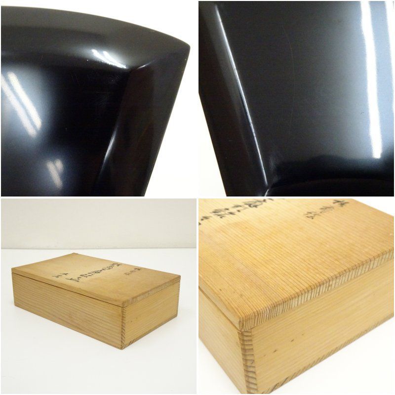 輪島塗 静峰・木谷信夫造 椿蒔絵扇形銘々皿5客（共箱） 茶器 菓子器