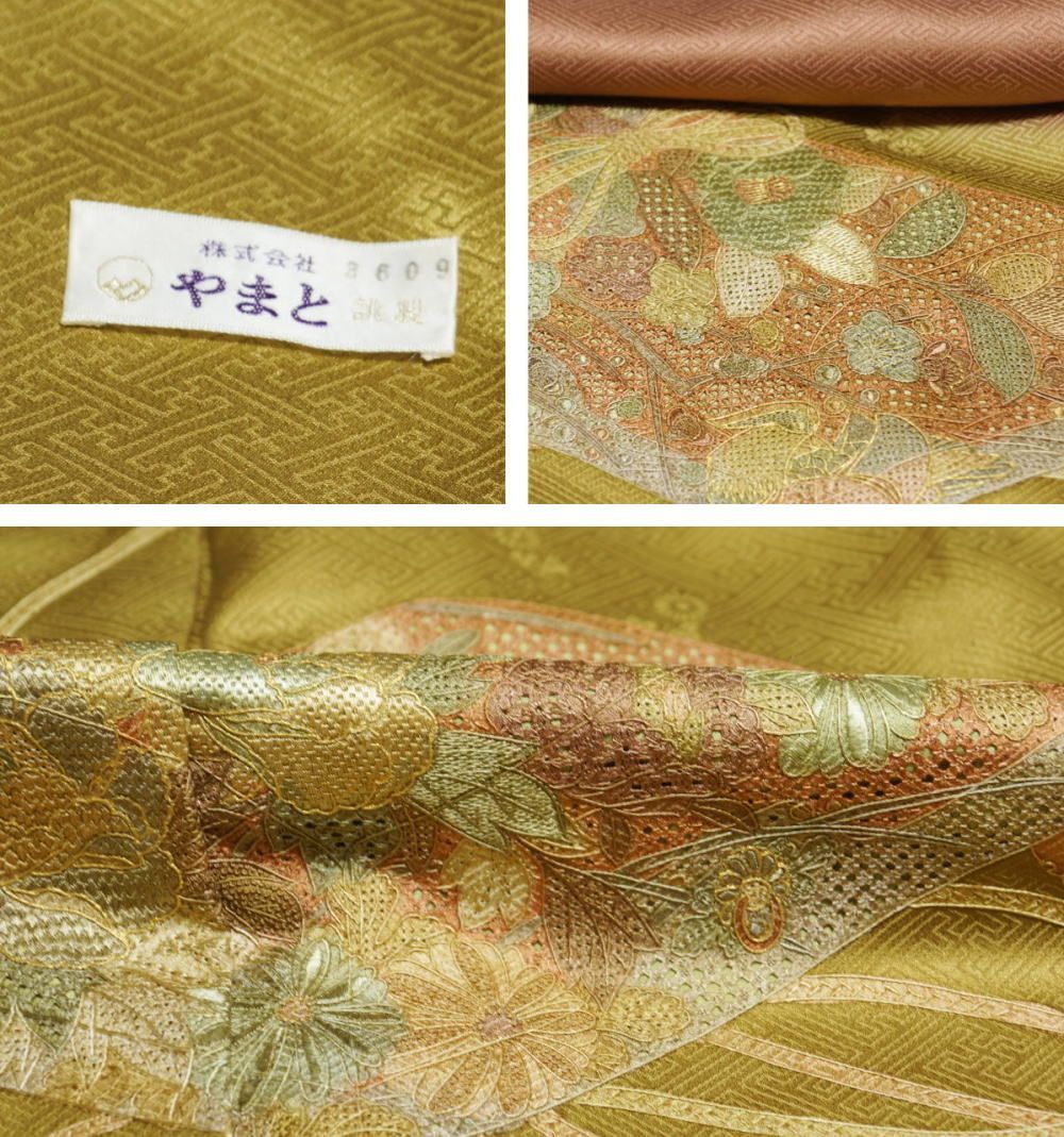 着物セット スワトウ刺繍 訪問着・袋帯 2点 セット Mサイズ 金撒きに文箱模様 きものやまと 【送料無料 中古 訪問着 中古 訪問着 セット 中古  リサイクル着物 正絹 着物 スワトウ 刺繍 訪問着 購入 販売 蘇州刺繍 】 - メルカリ