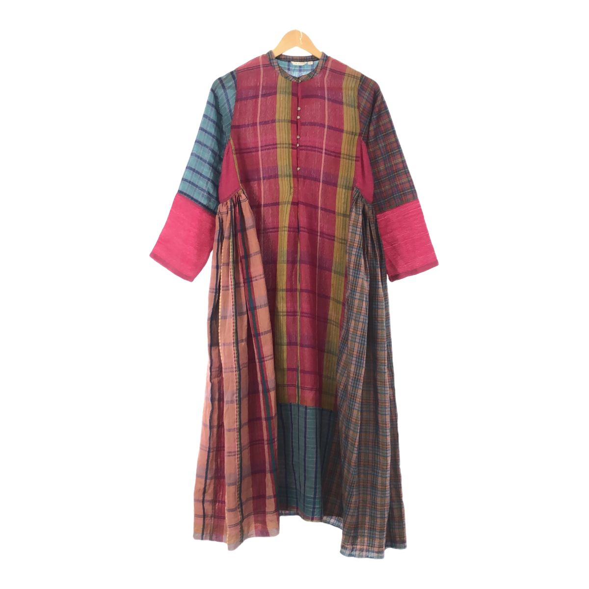 INJIRI 20-040-450-0027-3-0 ワンピース Mサイズ CHECK WOOL DRESS ONE