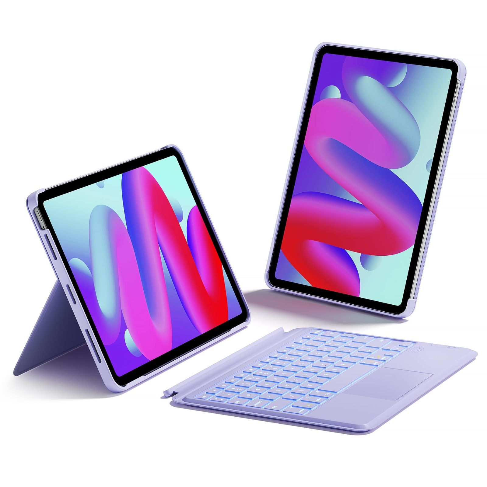パープル Inateck Bluetooth キーボードケース iPad Air 5/4 10.9インチ、iPad Pro 11インチ 4/3/2/1対応 分離式キーボート 7色のバックライト タッチパッド搭載 KB04111 (パープル)