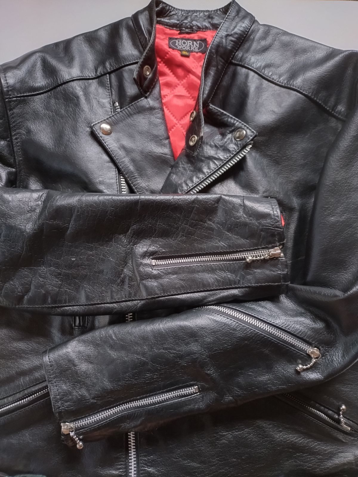 牛革 3L】HORN WORKS レザー ダブル ライダース ジャケット 黒