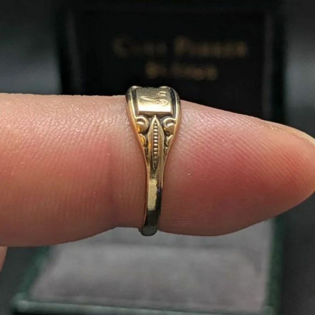 S”シグネットリング 10K GF 刻印 イニシャル ゴールドフィルド ピンキー V”シグネットリング 10K GF 刻印 イニシャル ピンキー ゴールド
