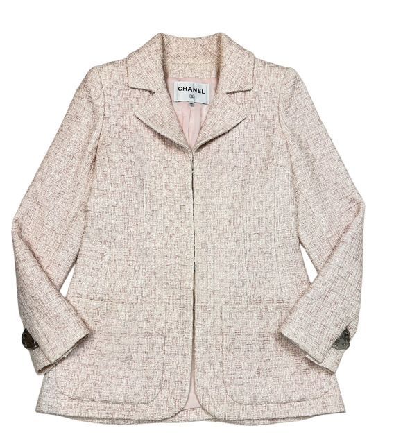 シャネル 16Sココプレートボタン付ラメツイードジャケット CHANEL