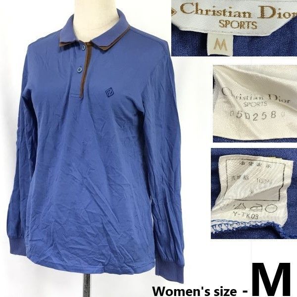 90s?|Vintage クリスチャン ディオール|Christian Dior SPORTS 長袖ポロシャツ レディースM|light blue ゴルフ|Tops|Shirts◆cBH845<sale>