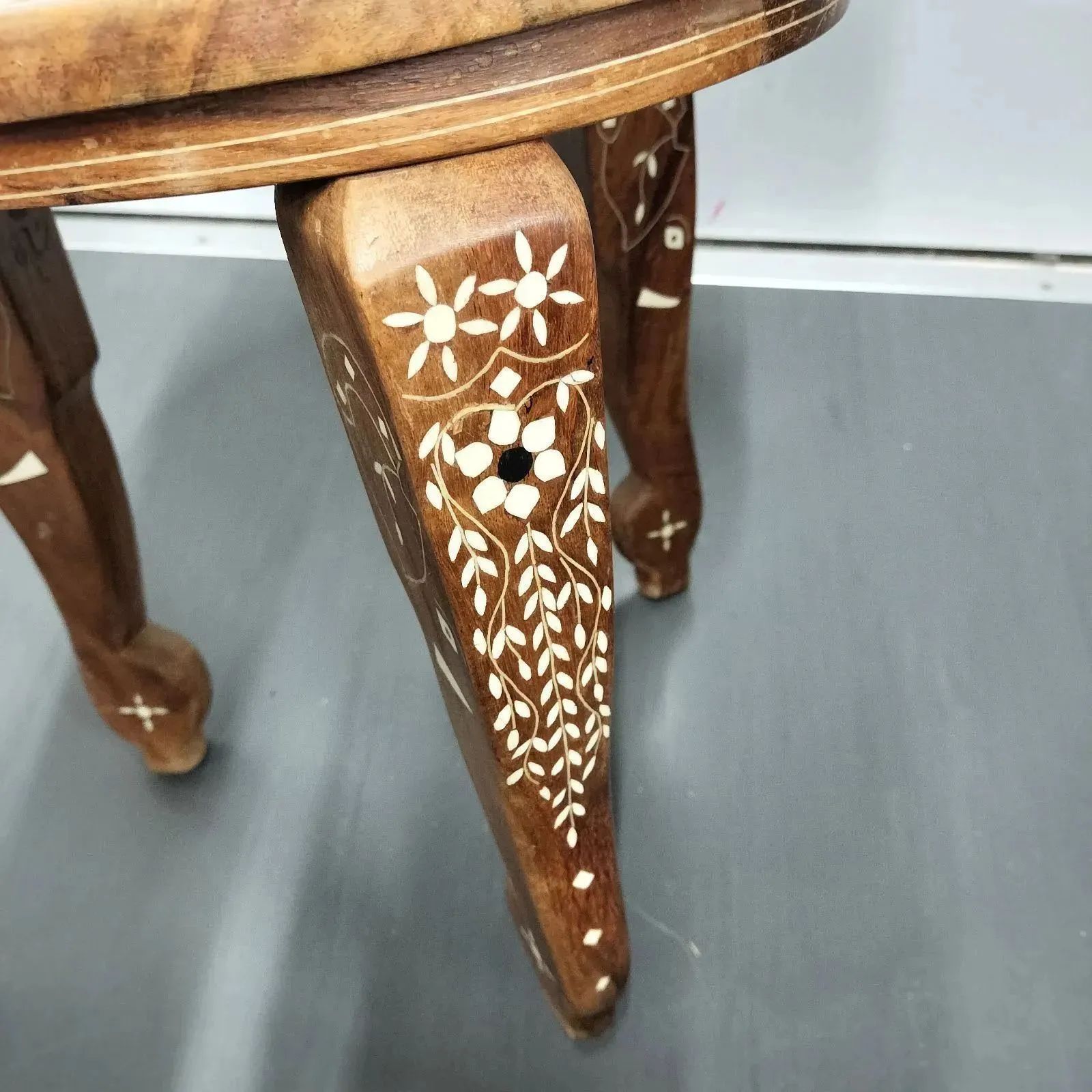 アンティーク】INLAID WOODEN ARTWARES オブジェ スツール 丸テーブル