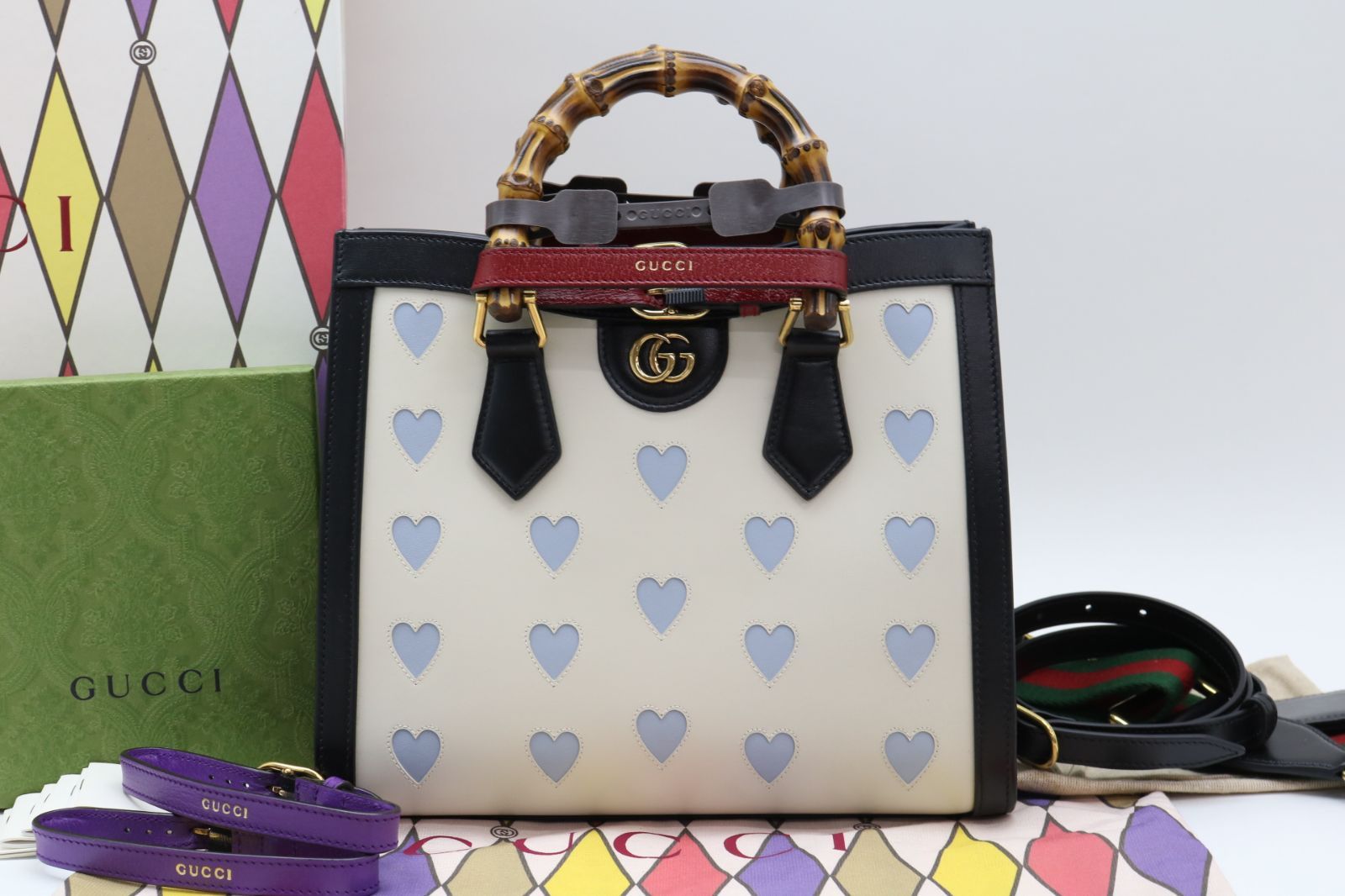 XX4515 グッチ ダイアナ ラブライト カラフル ハンド バッグ ハンドル シェイバー 替え付き ラブコレクション