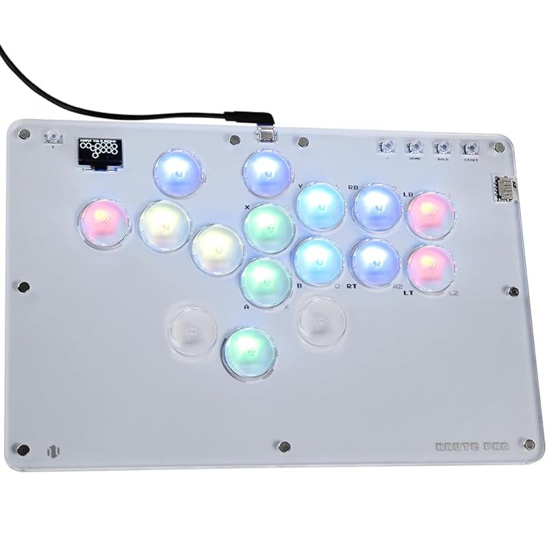 Haute42 レバーレス アケコン T16 PROホワイト レバーレスコントローラー ｜EVO大会対応 膝置き可｜ 静音強化|絶妙押し心地 無遅延 格ゲー向け For PC Switch2 Switch PS4 PS3 RGB LED ホットスワップ 天 0