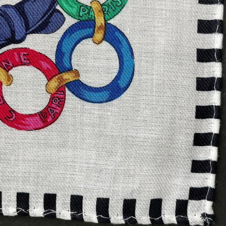 CELINE セリーヌ スカーフ ポケットチーフ チェーン 白 ゴールド 美品 