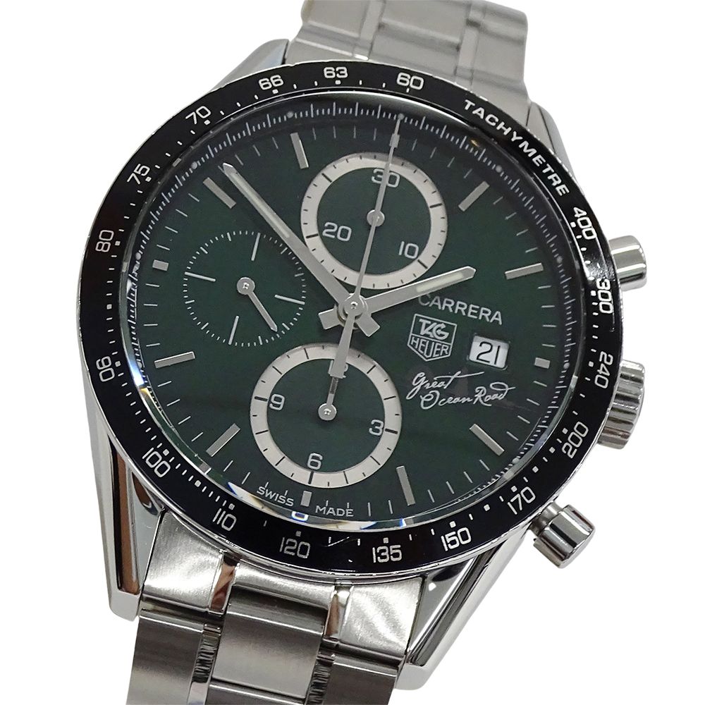 タグホイヤー TAG Heuer カレラ CV201F BA0794 時計 メンズ ブランド グレートオーシャンロード 日本 600本 自動巻き AT ステンレス SS シルバー グリーン 裏スケ 磨き済み