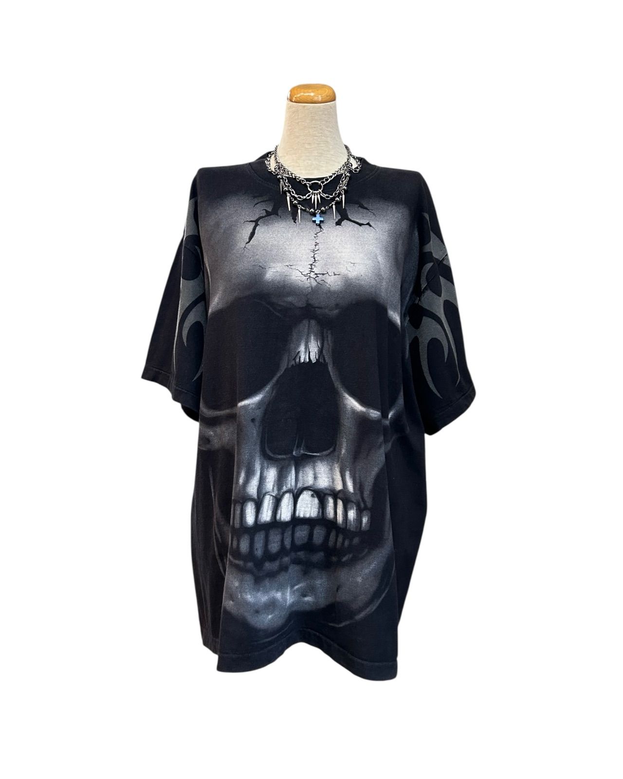 90s tribal skull all over print tee - メルカリ